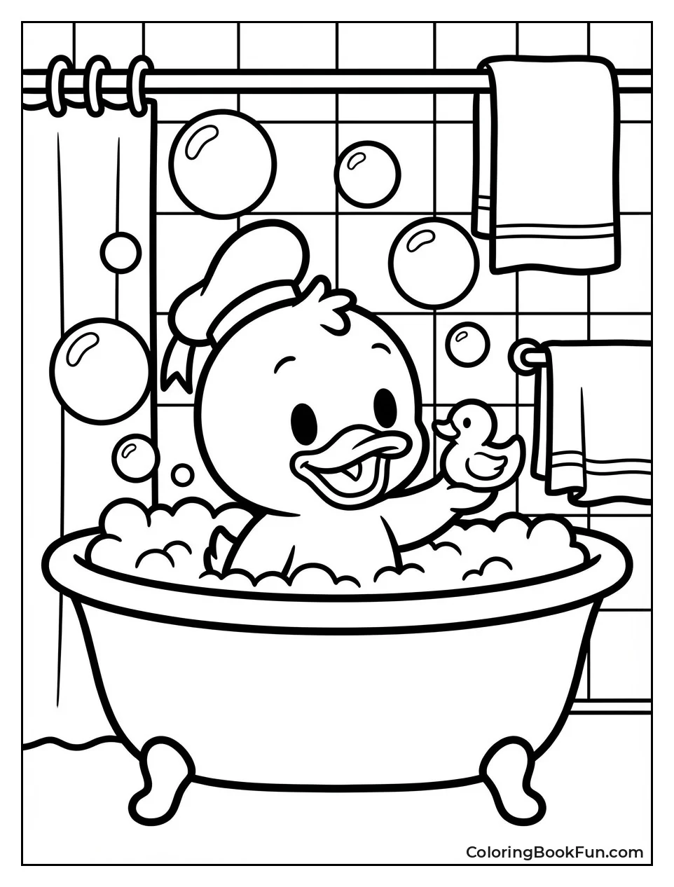 Baby Donald Plays with Ducky in Bath