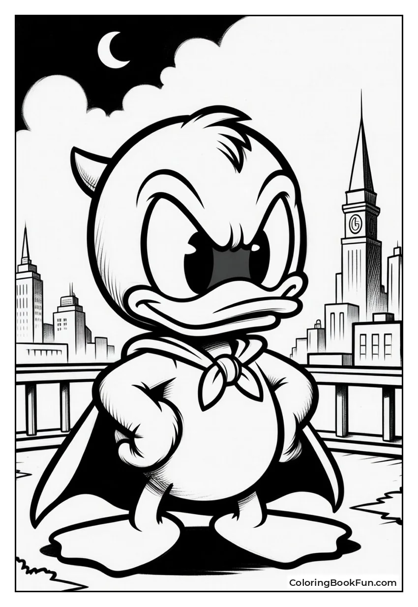 Superhero Donald on Rooftop