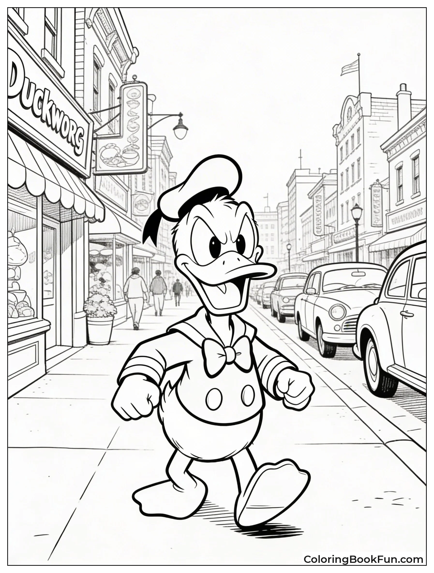 Donald Walking Busy Street