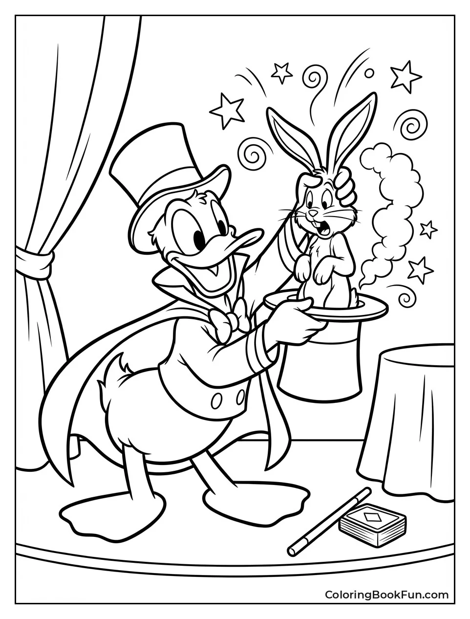 Magician Donald Pulls Rabbit from Hat