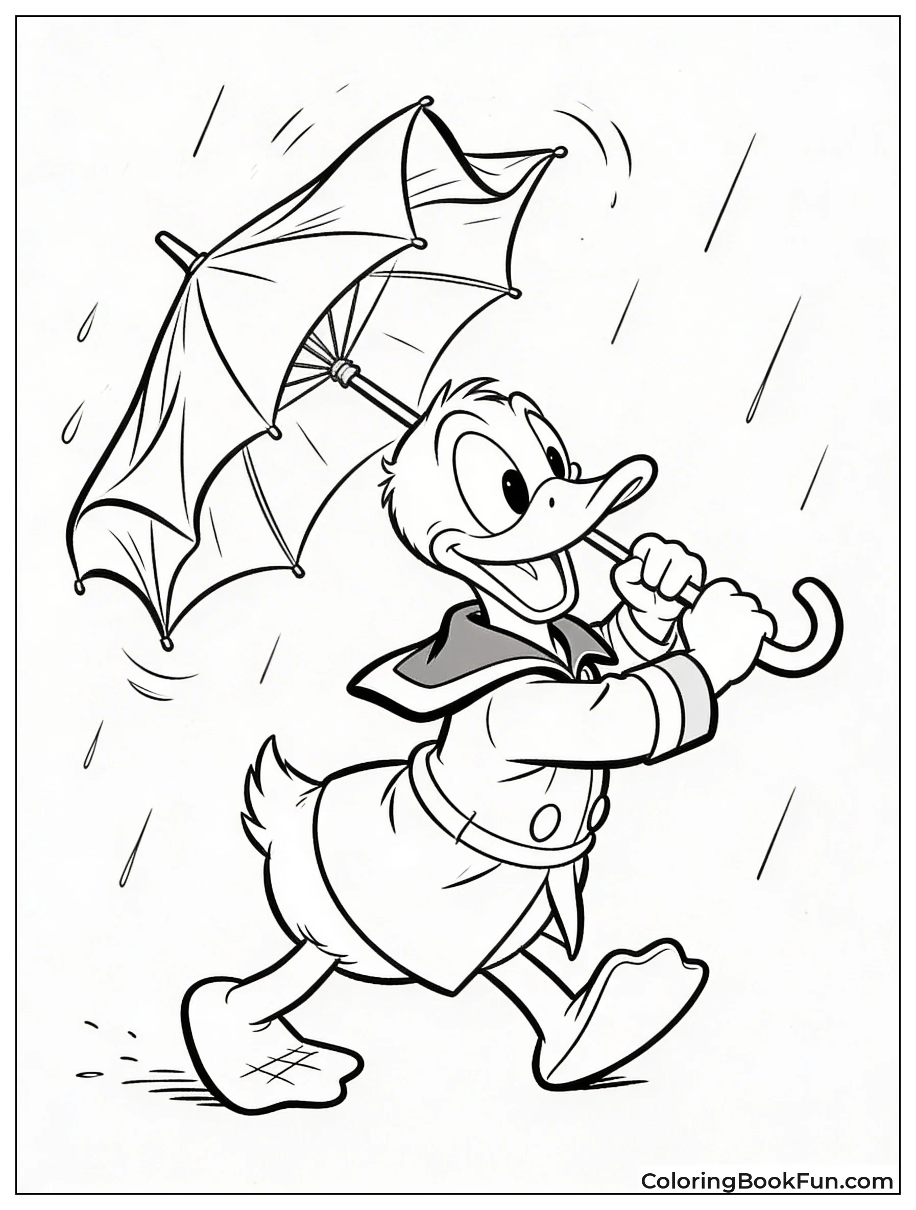 Donald Struggling with Umbrella
