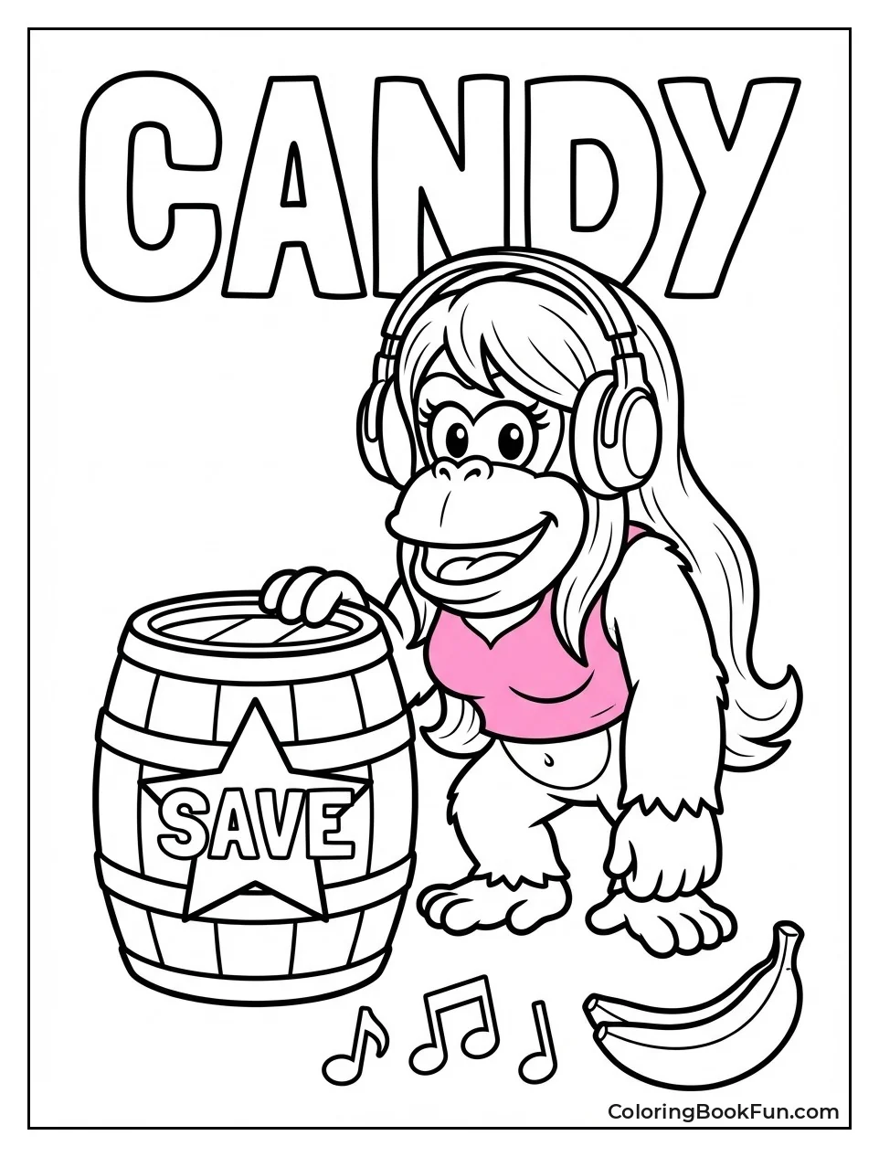 Candy Kong Smiles with Headphones