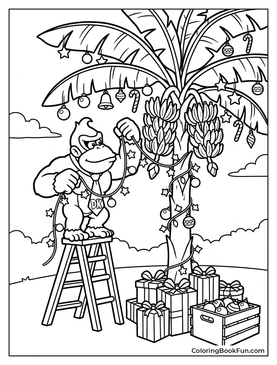 Donkey Kong Decorates Banana Tree