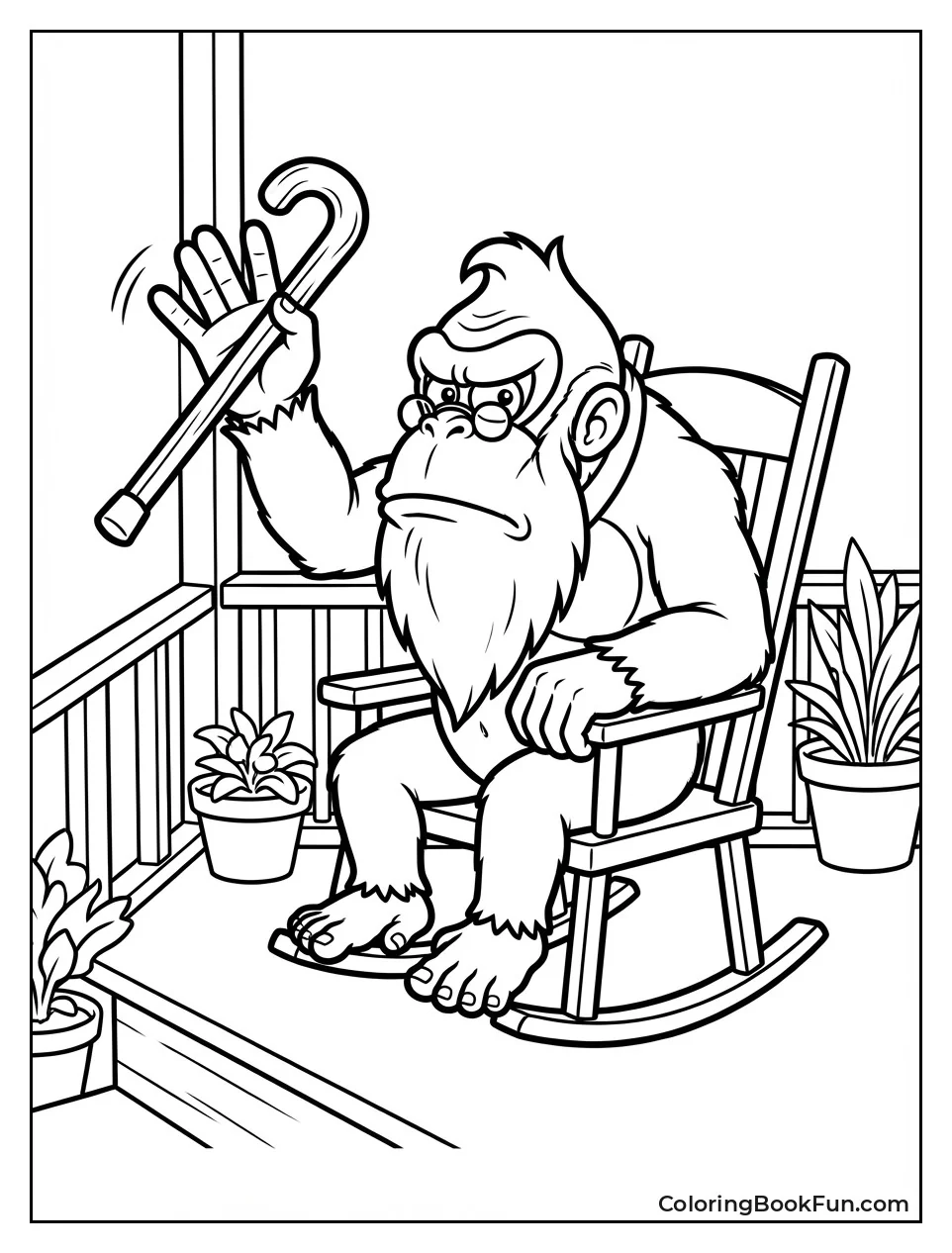 Cranky Kong Waves from Chair