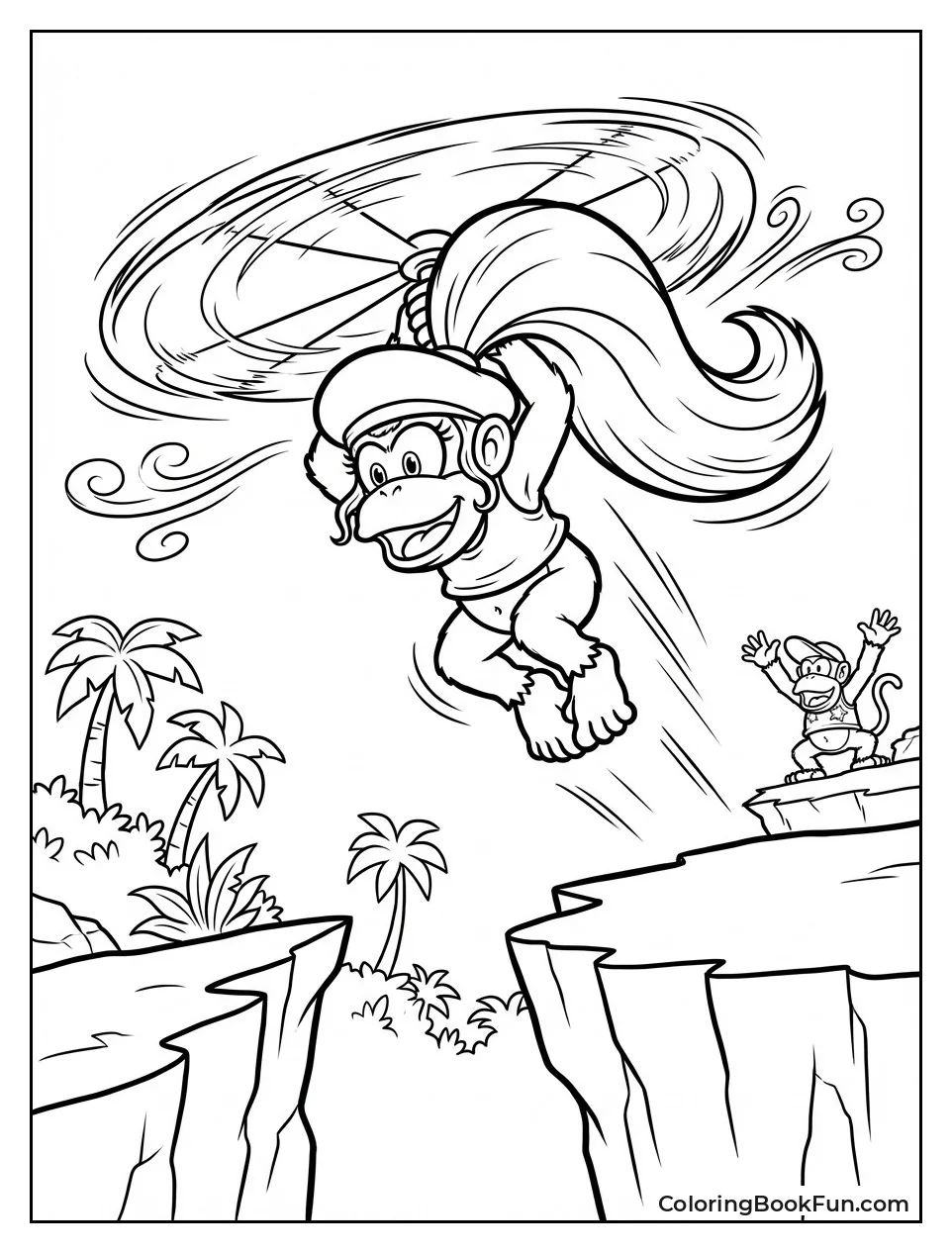 Dixie Kong Glides on Ponytail