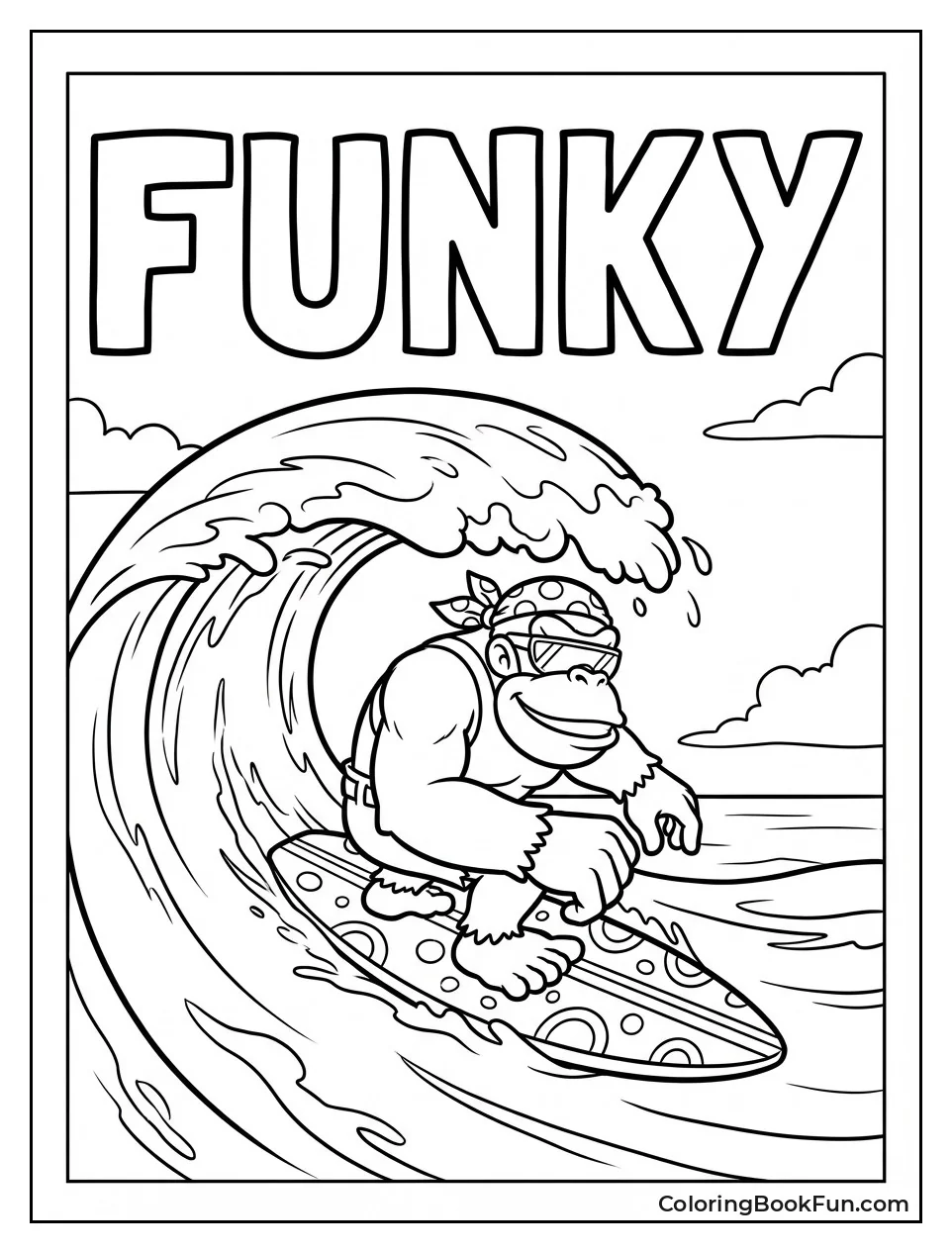 Funky Kong Surfs Ocean Wave