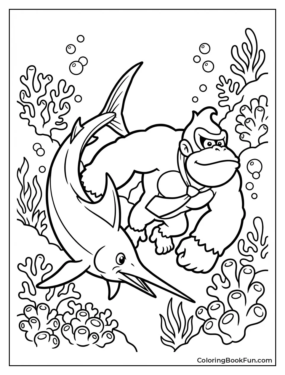 Donkey Kong Swims with Enguarde