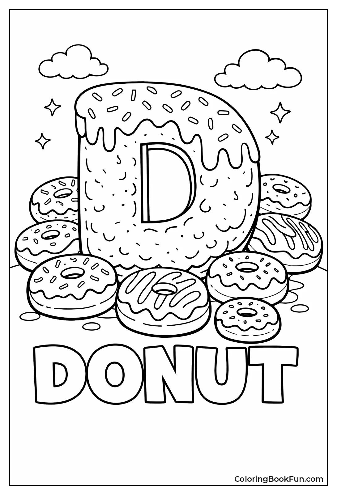 D Shaped Donut Letter