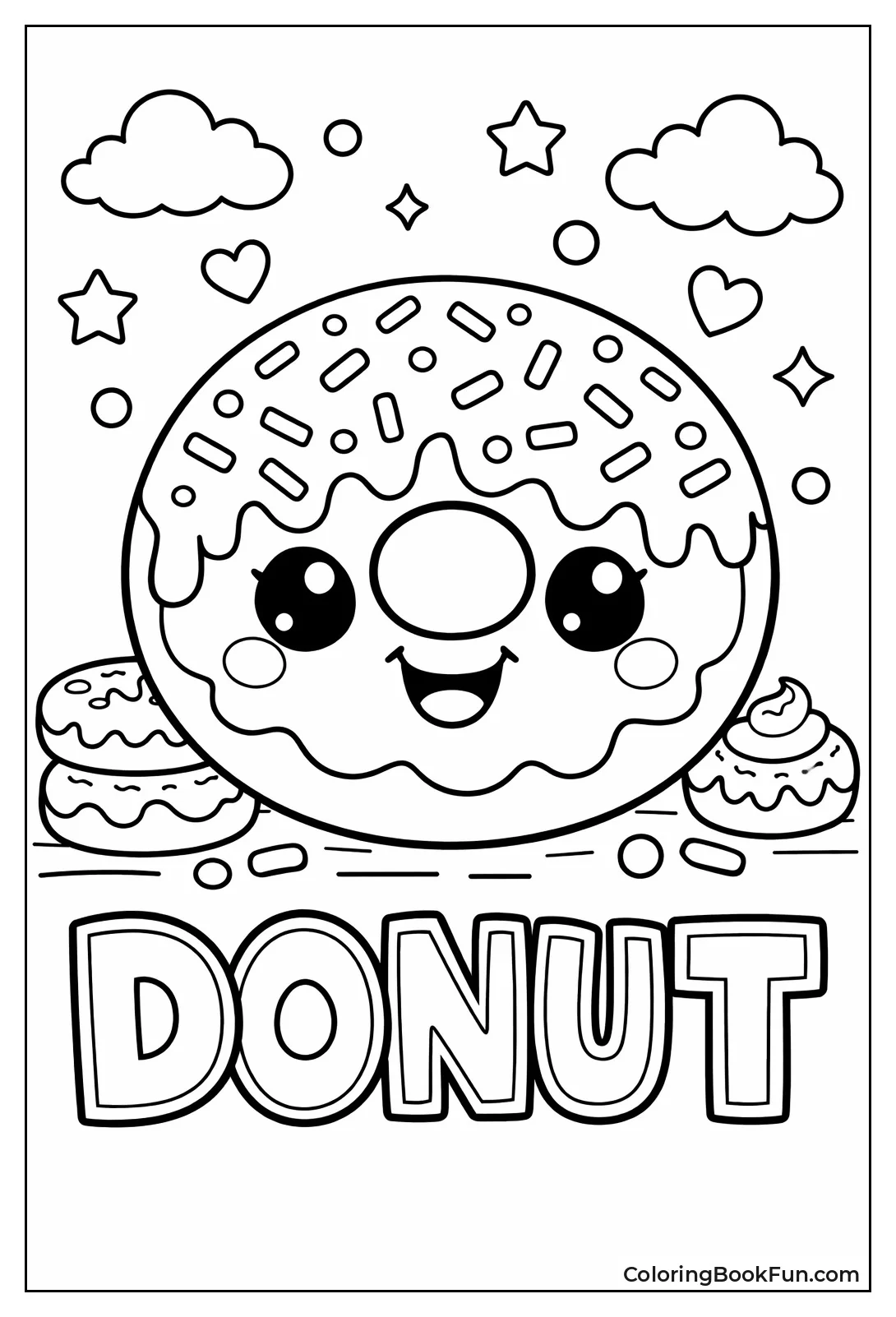 Kawaii Smiling Donut Face