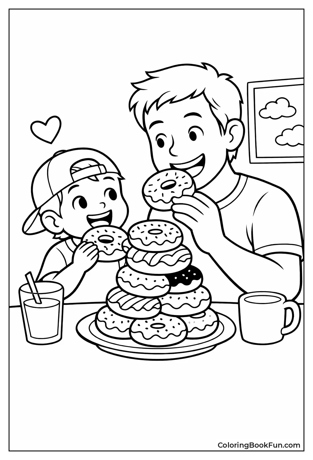 Dad Sharing Donuts Kid