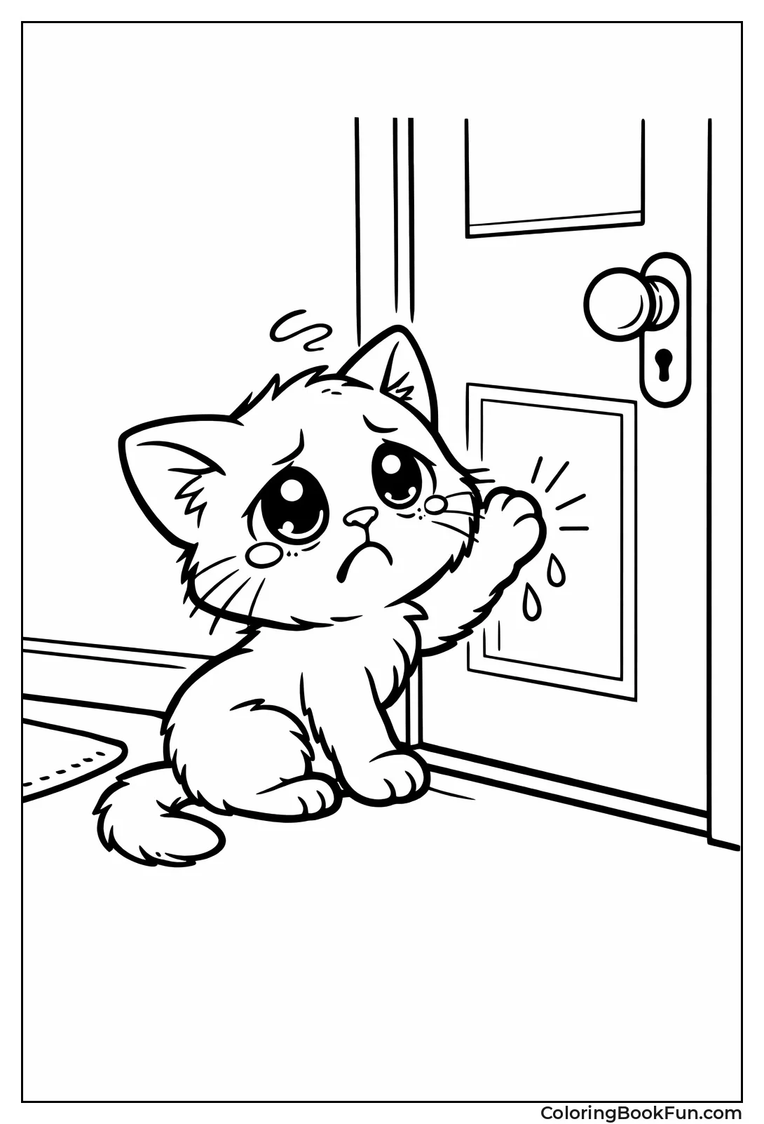 Kitten Pawing at Door