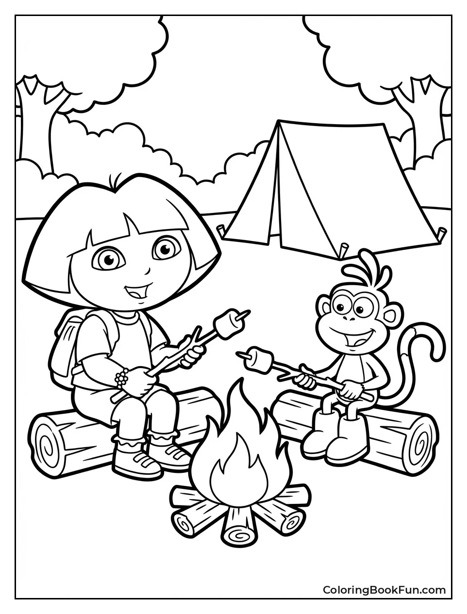 Dora Roasts Camp Marshmallows