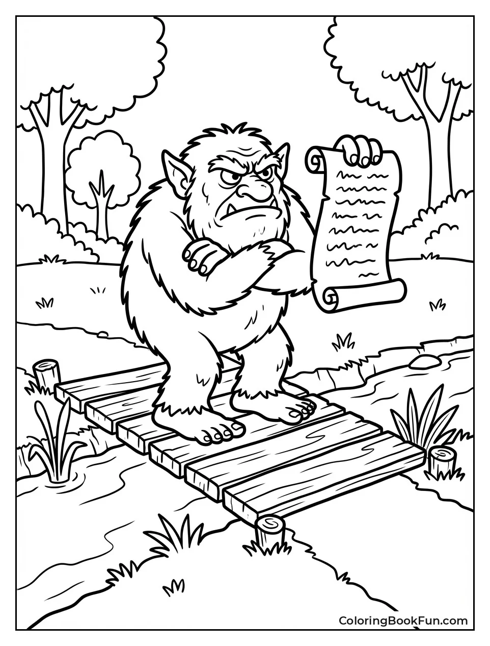 Troll Guards Wooden Bridge