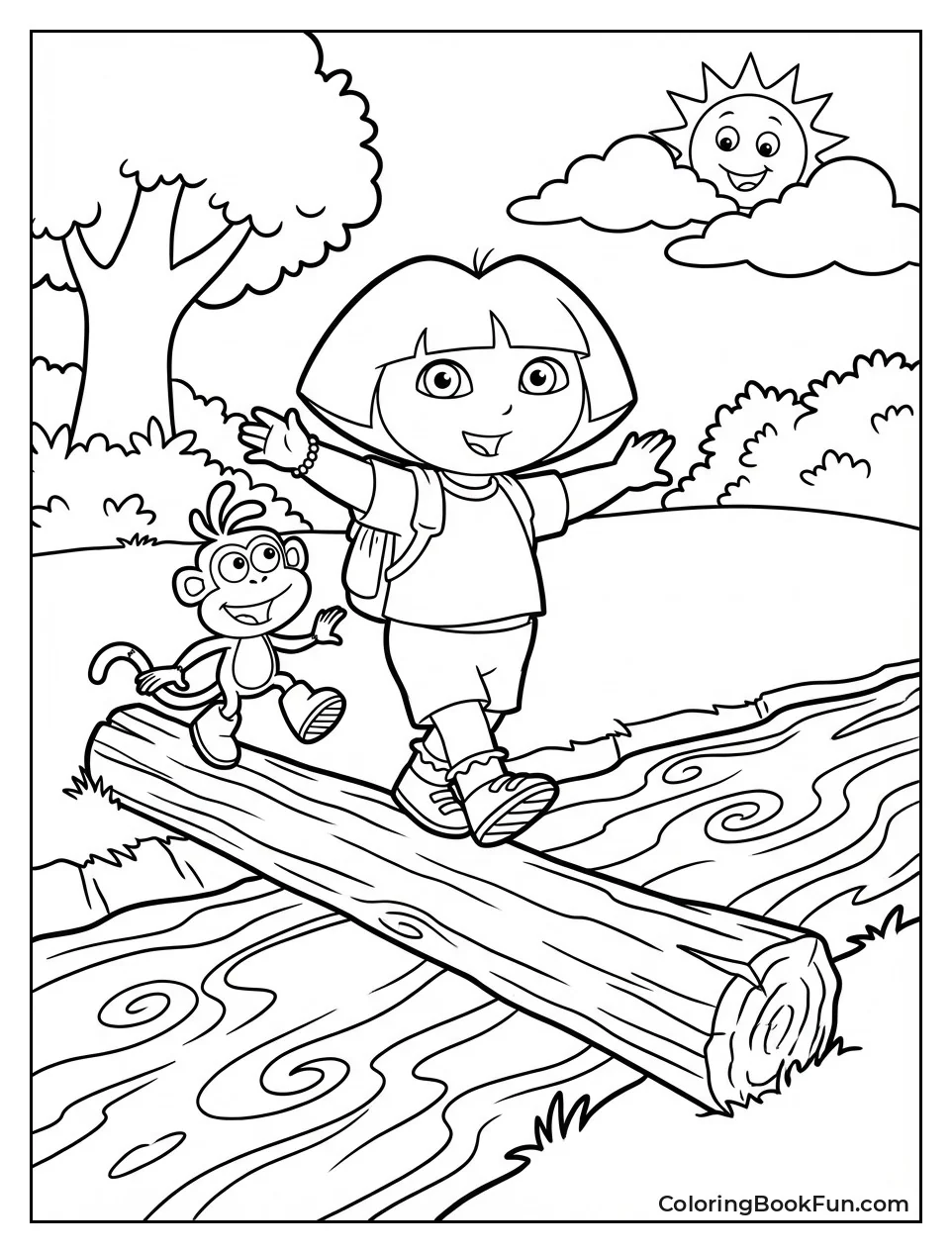 Dora Balances on Log