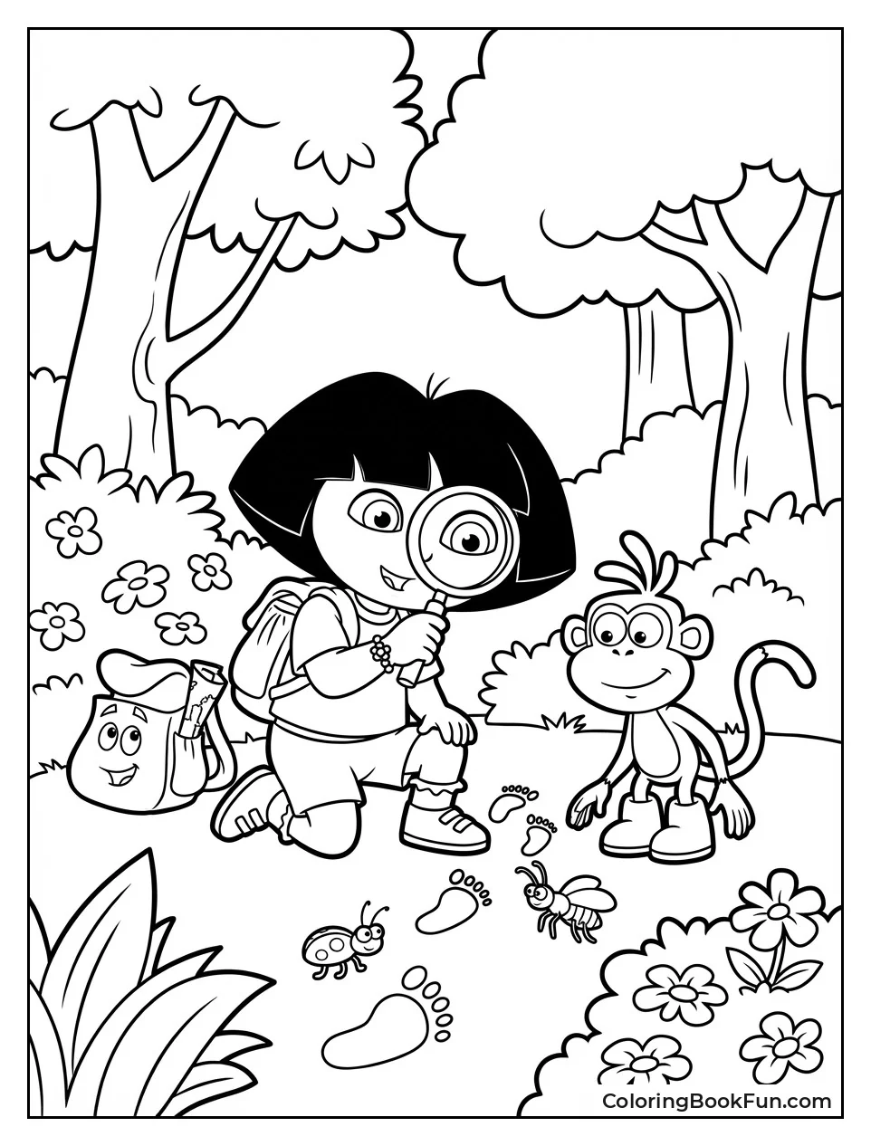 Dora Looks through Magnifier
