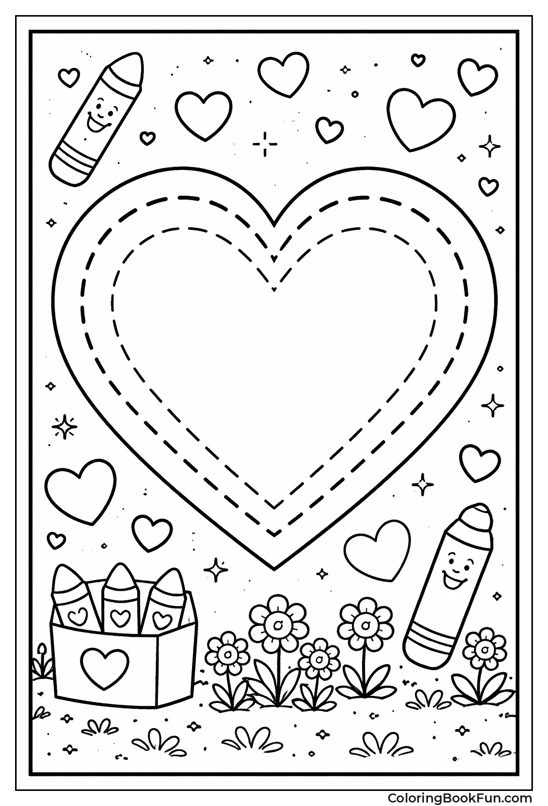 Dotted Dashed Tracing Heart