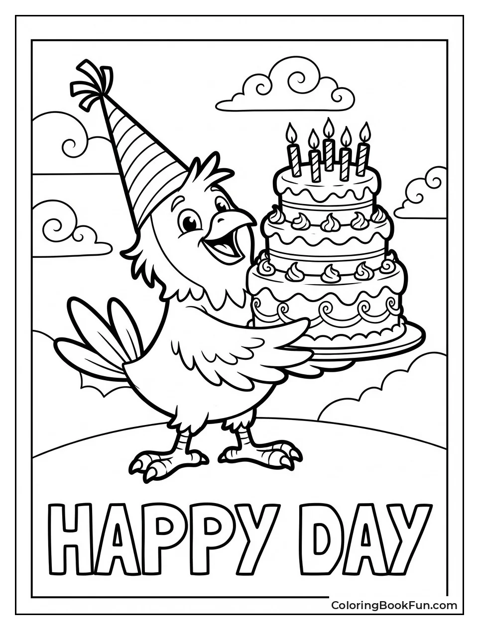 Birthday Bird Holds Cake