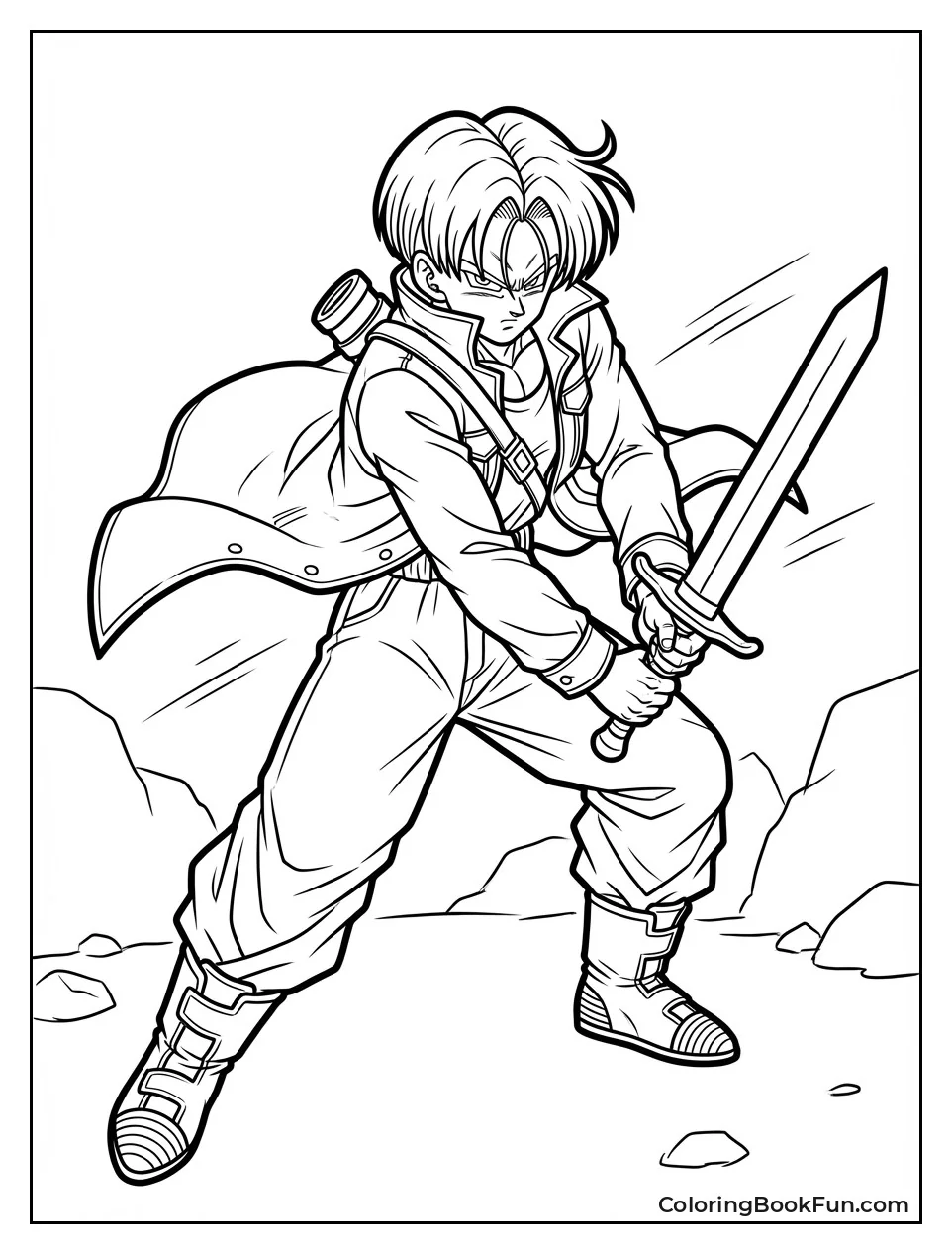 Trunks Holds Sword Ready
