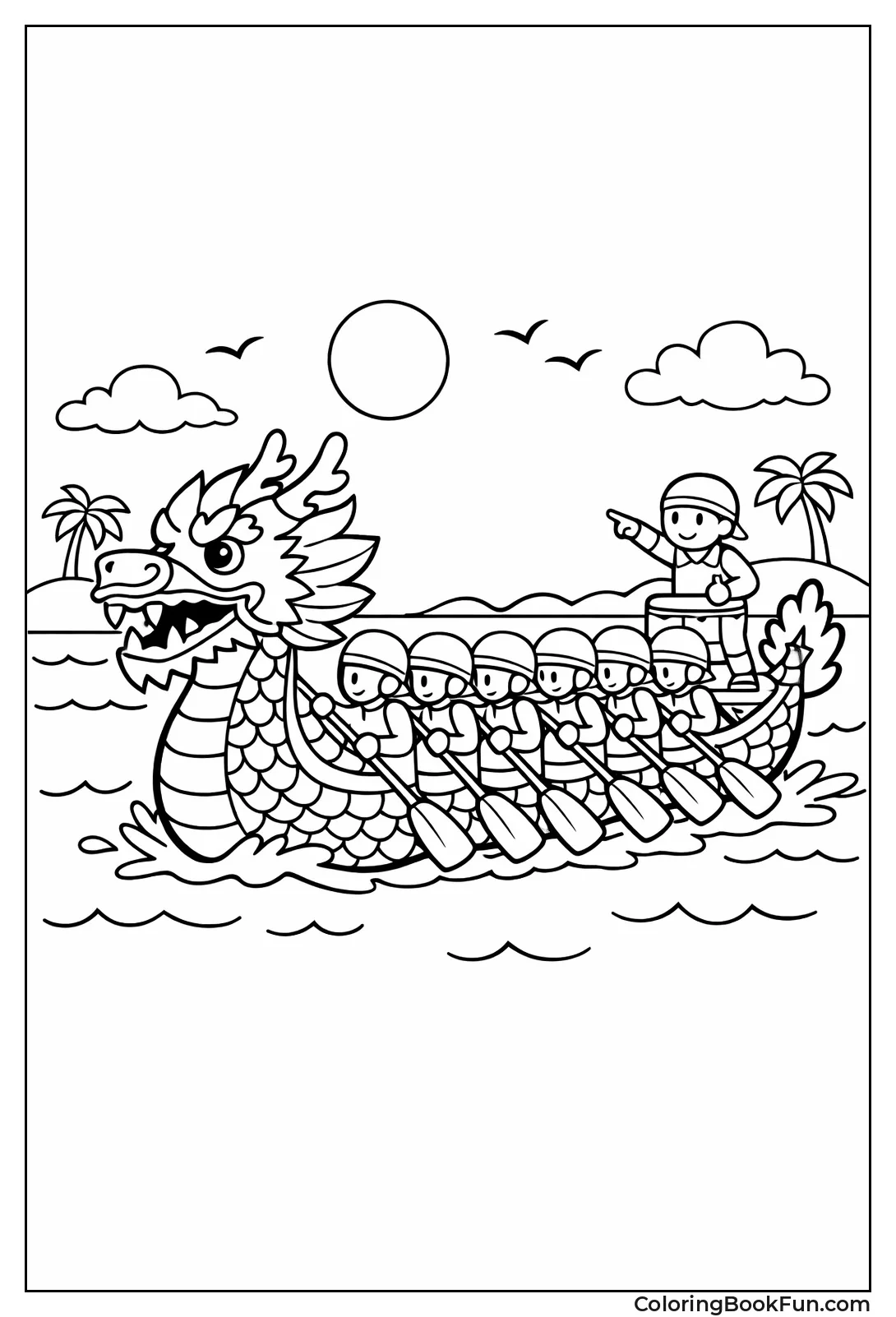 Dragon Boat Rowers Paddling