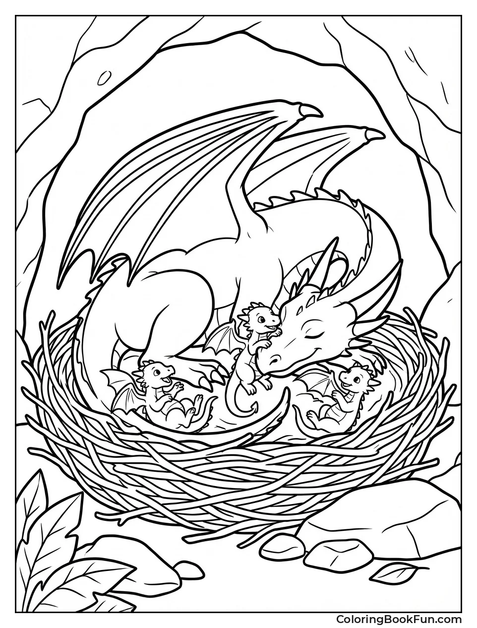 Dragon Family in Nest
