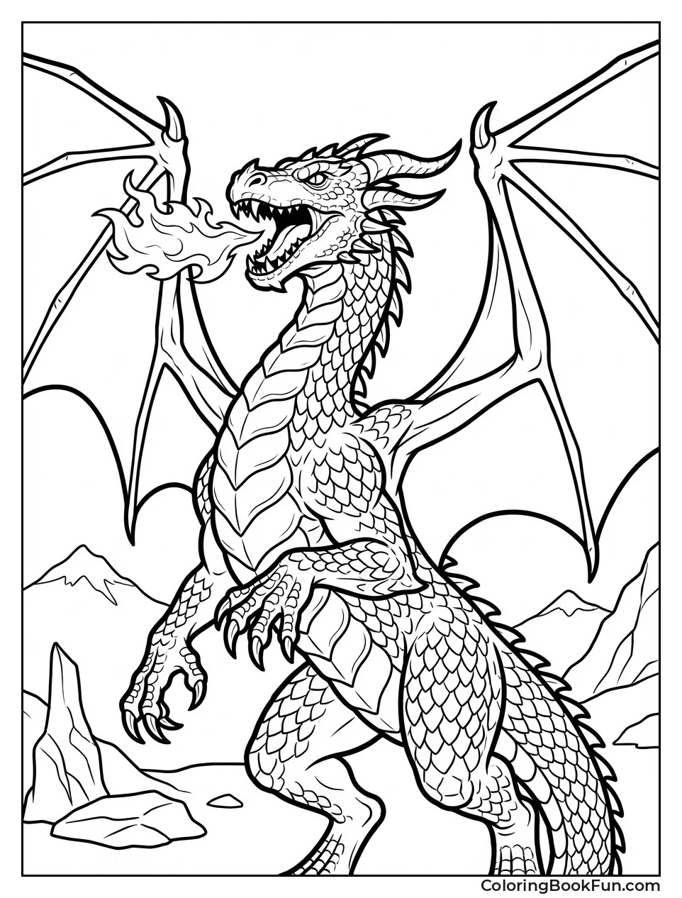 Fierce Dragon Breathing Flames