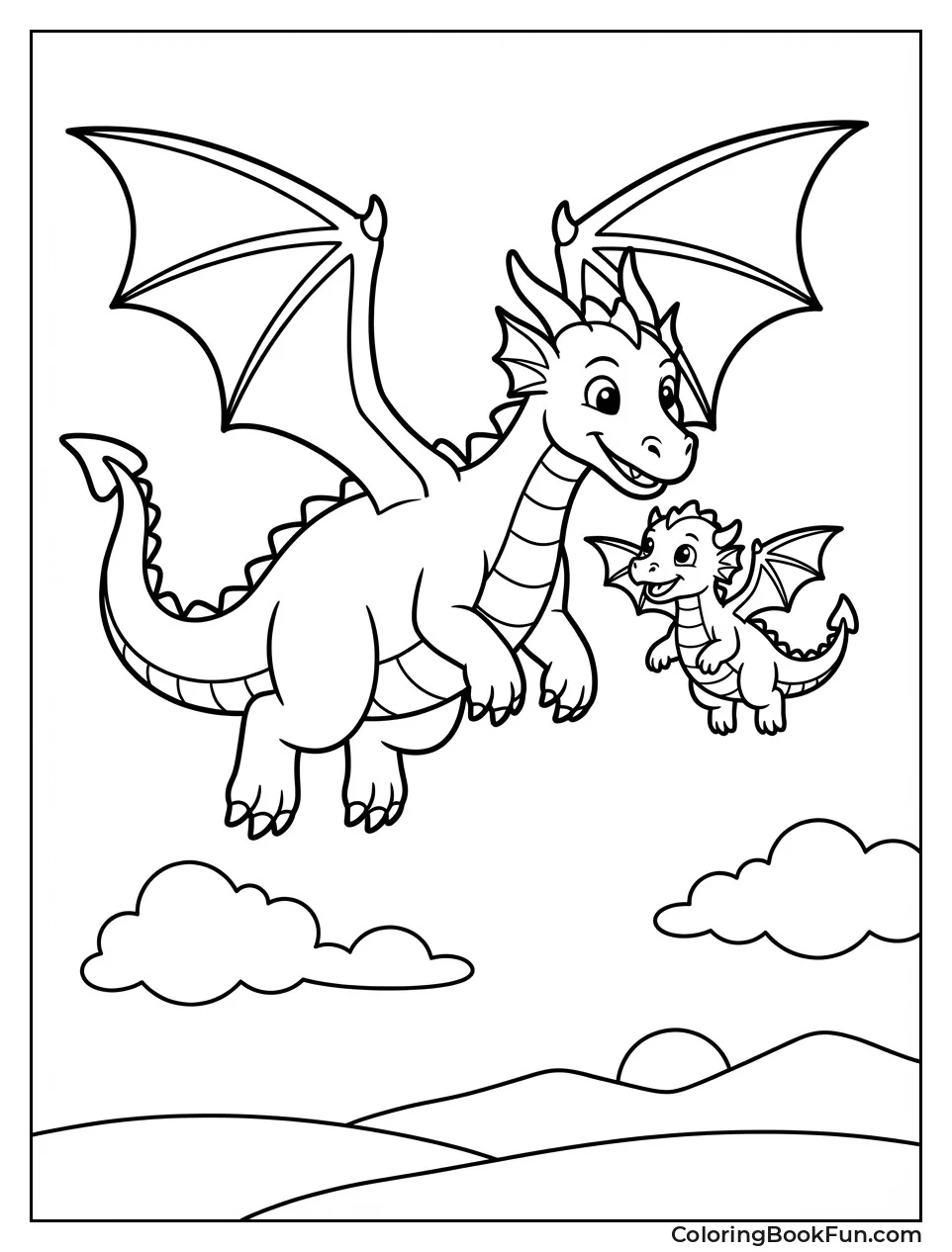 Mom Dragon Teaching Baby Flight