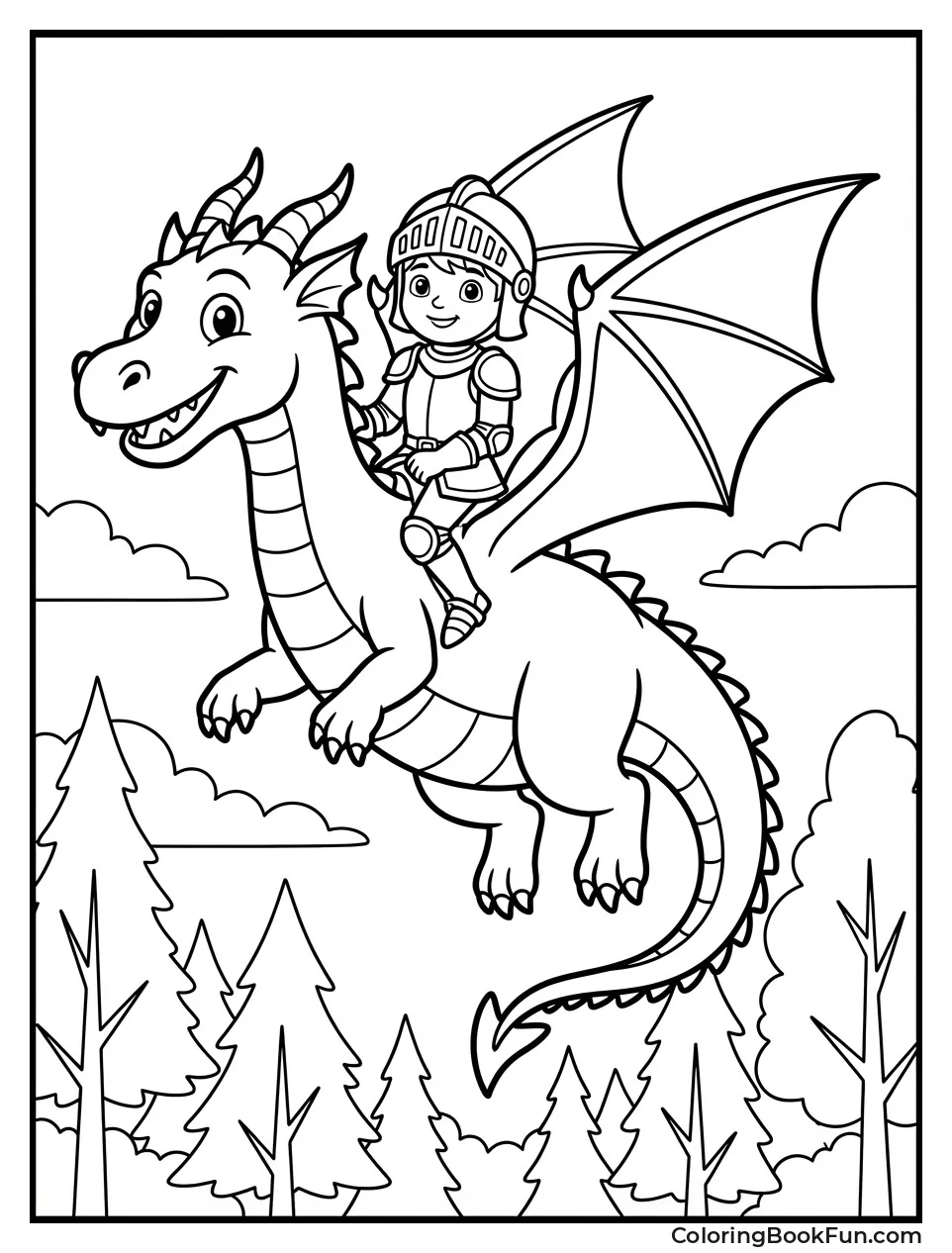 Knight Riding Friendly Dragon