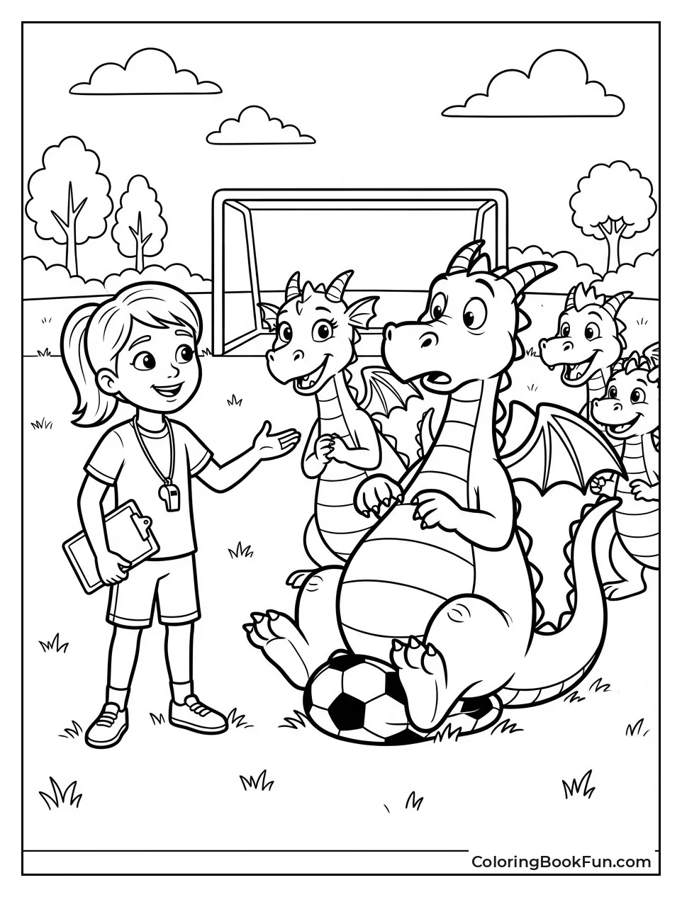 Dragons Playing Soccer