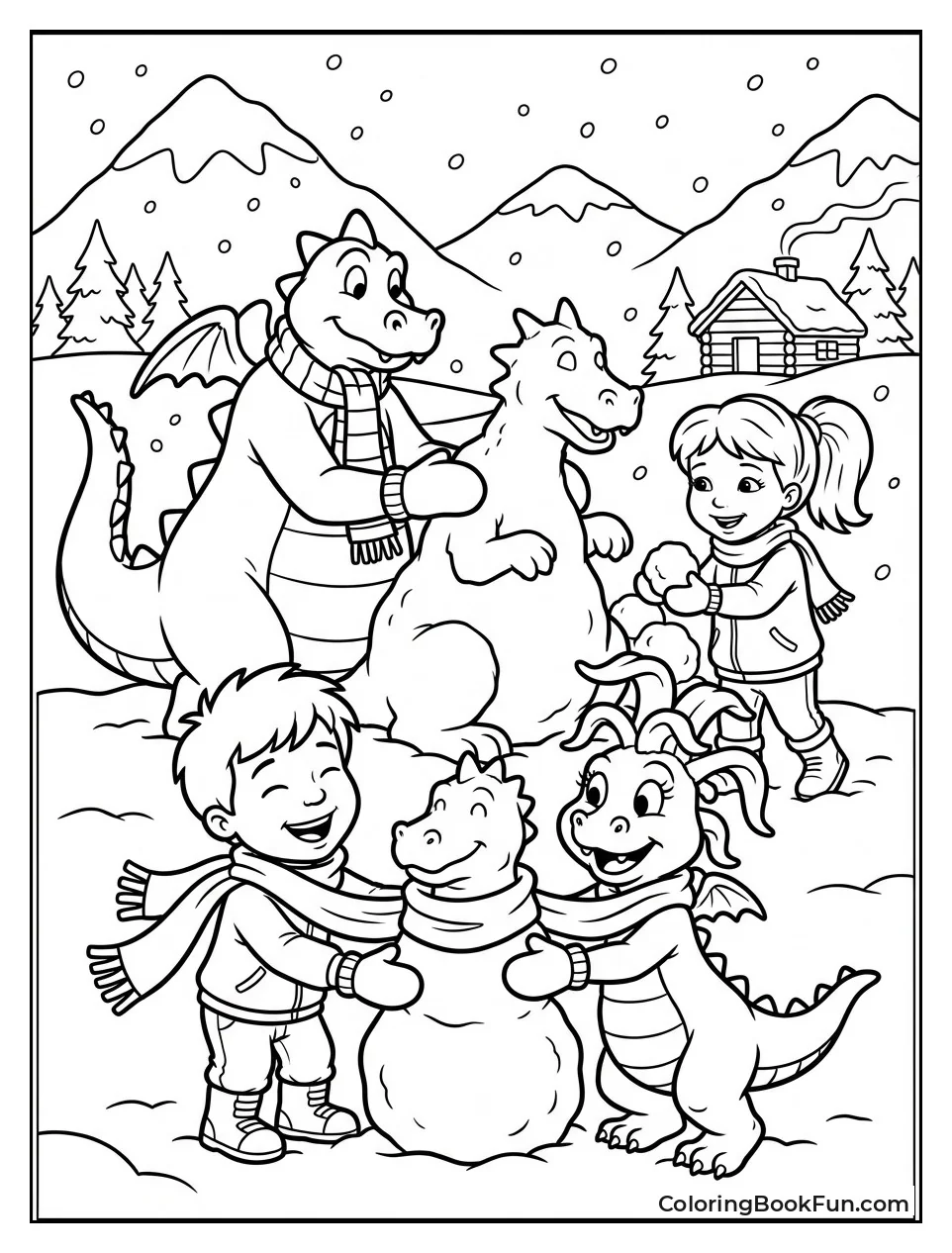 Dragons Building Snow Dragons