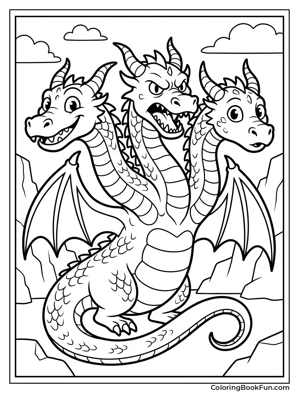 Three-Headed Dragon with Expressions