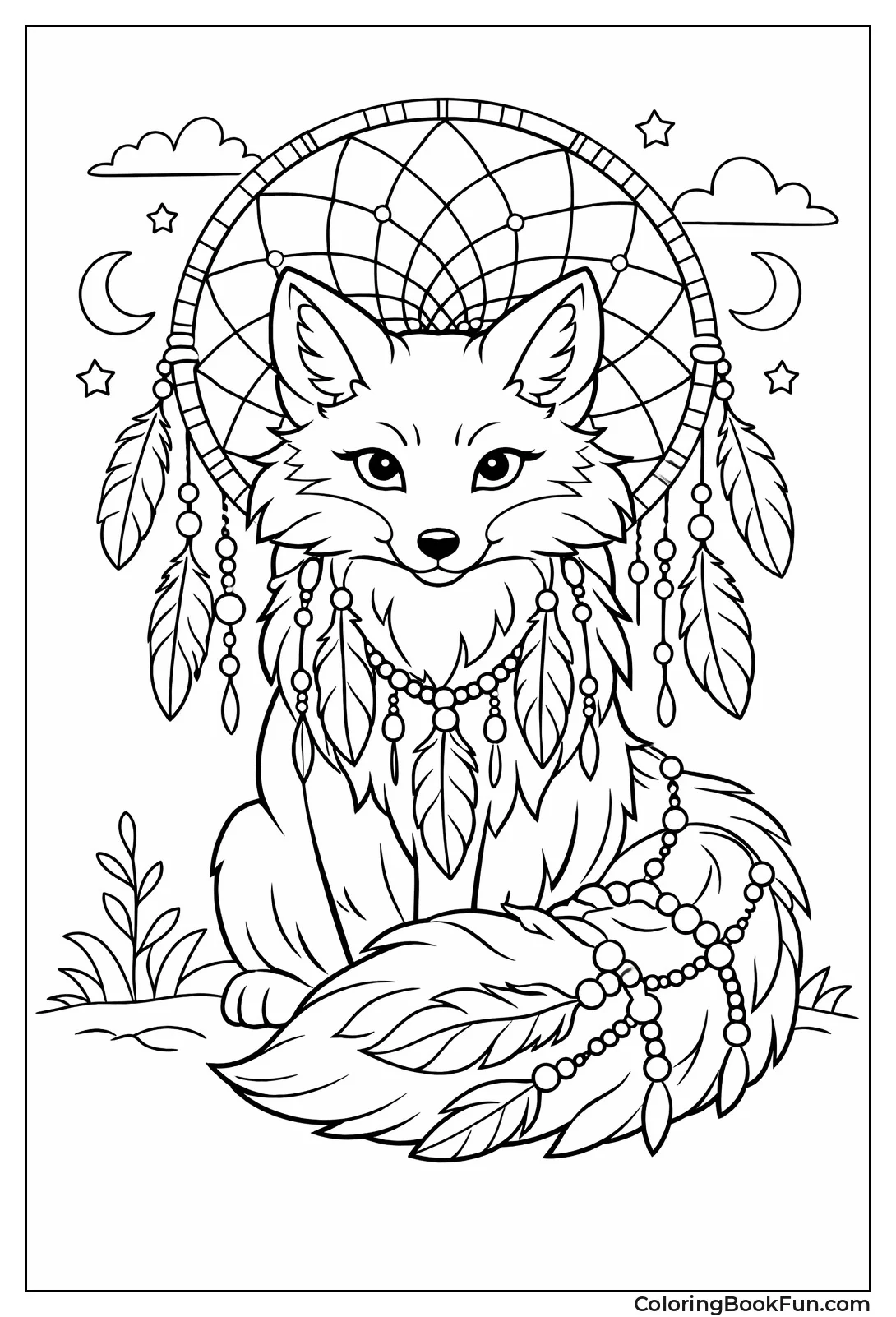 Dreamcatcher Fox with Feathers
