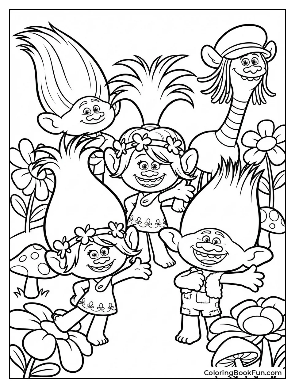 Cheerful Trolls with Wild Hair