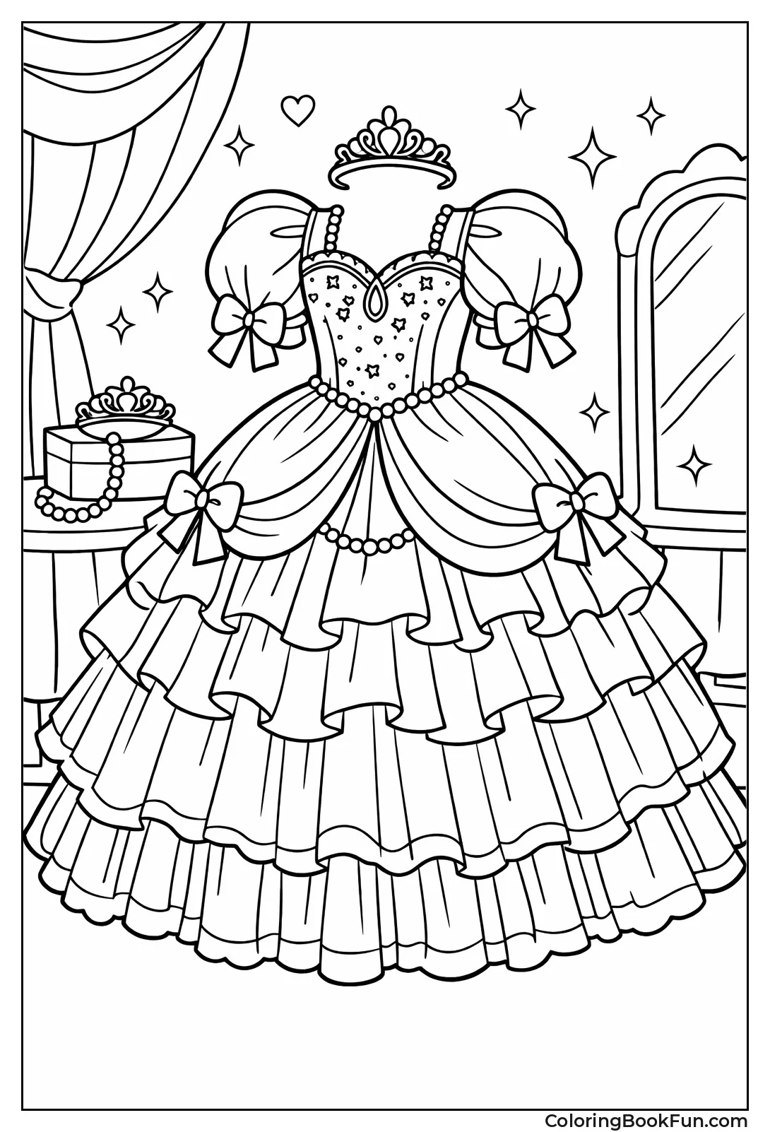 Princess Gown with Puffed Sleeves