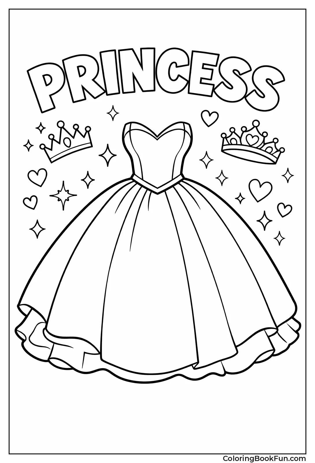 Puffy Princess Ballgown Outline
