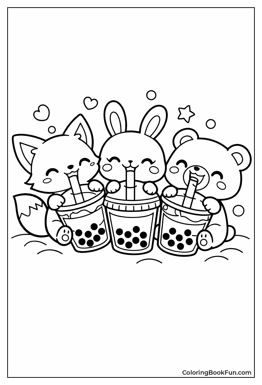 Animals Sharing Boba Teas