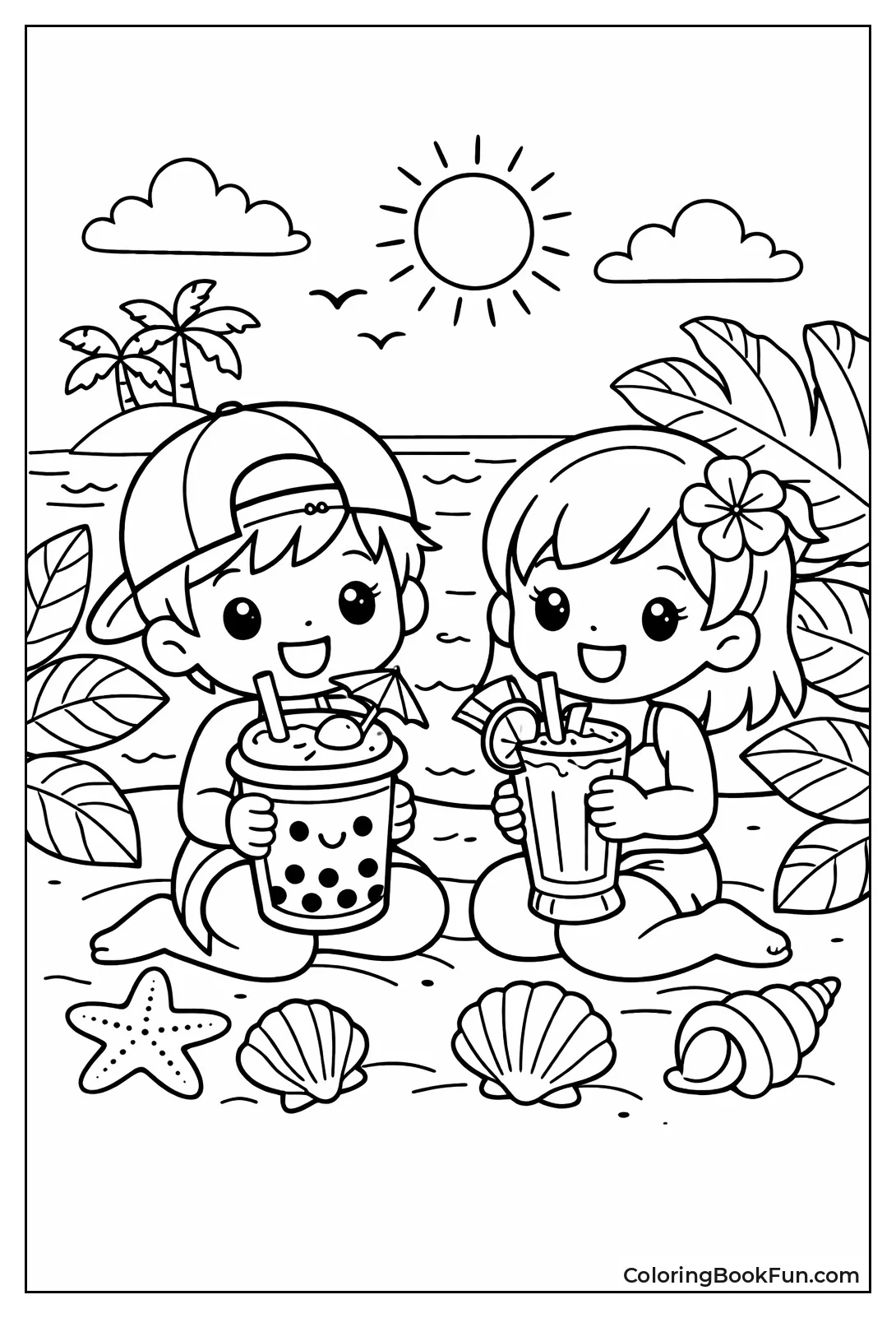 Beach Kids with Smoothies