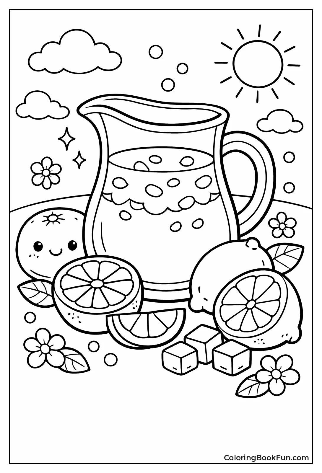 Oranges around Juice Pitcher