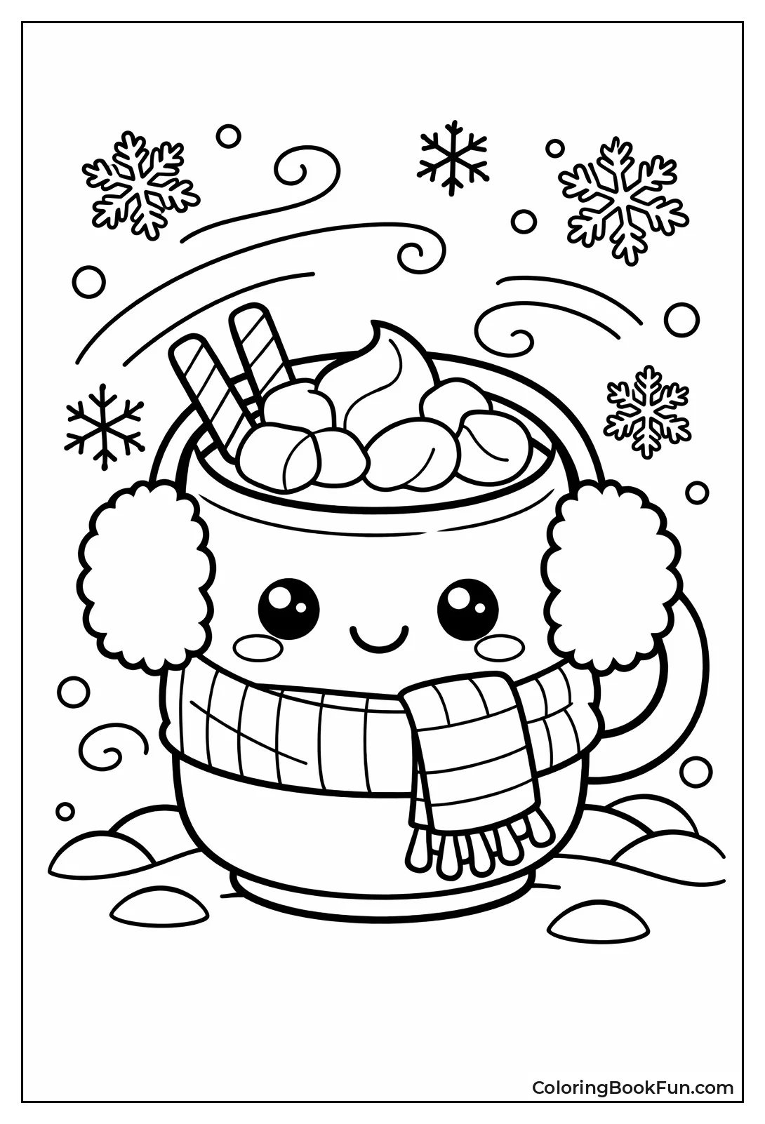 Kawaii Cocoa Mug in Snow