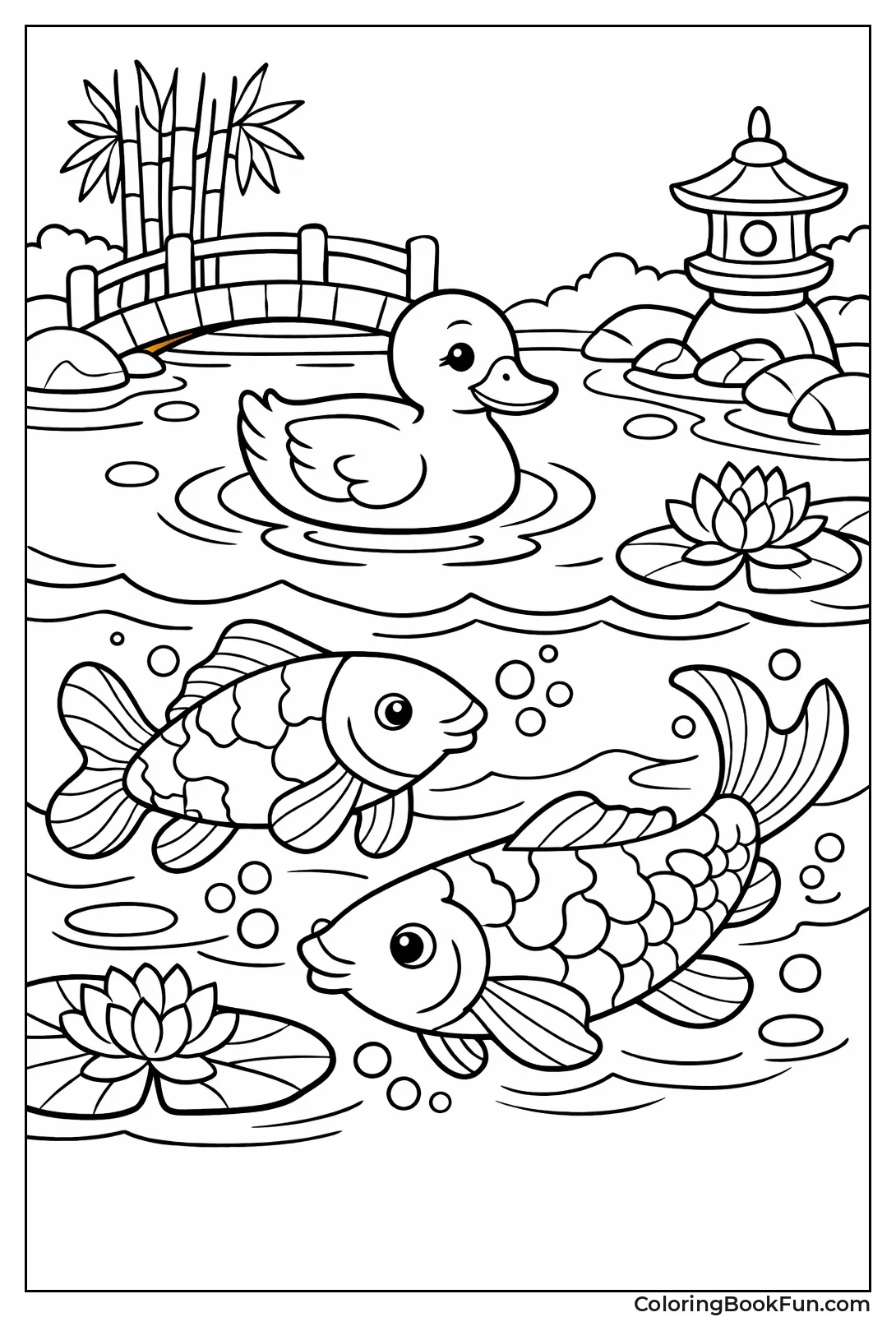 Duck over Koi Fish