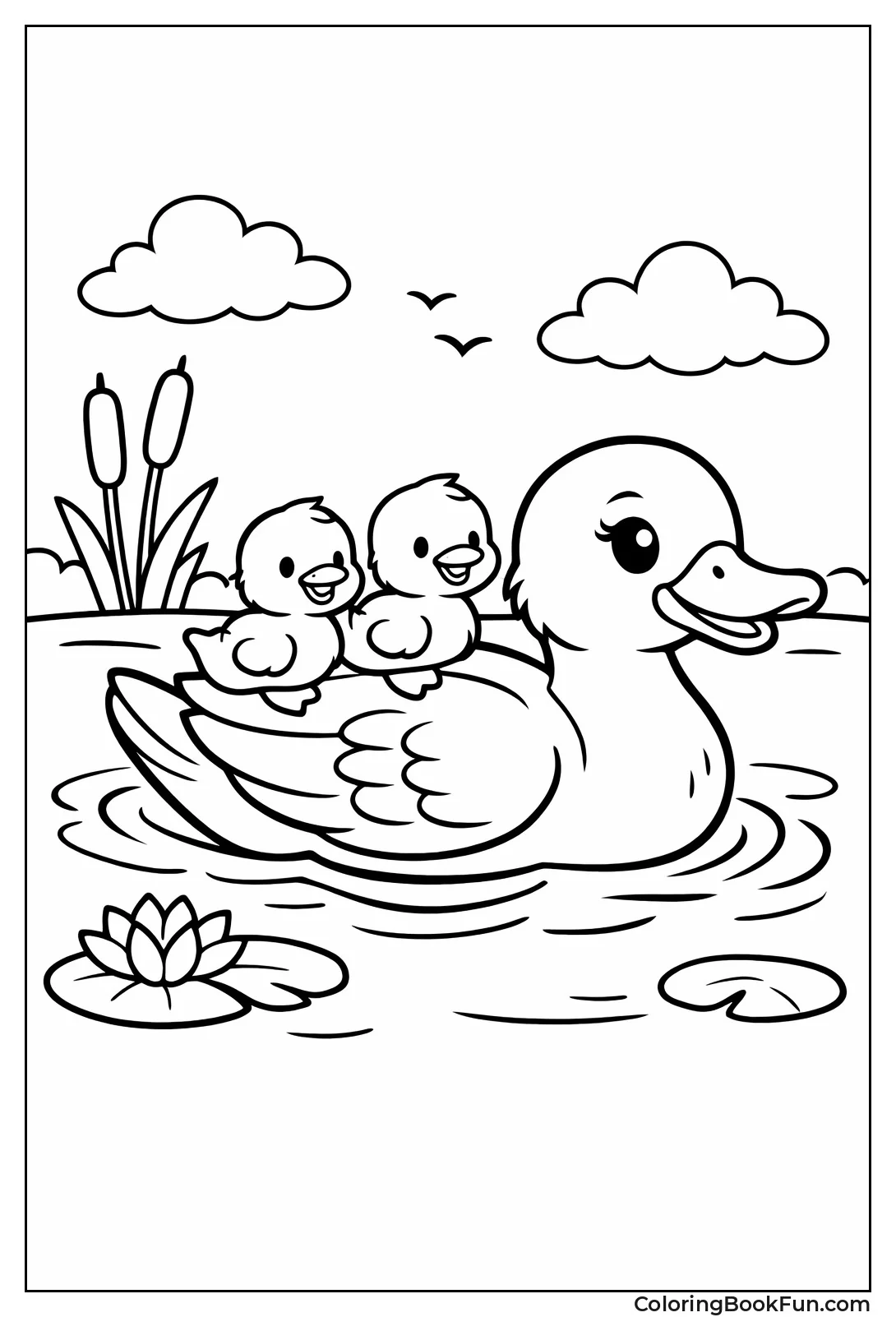 Ducklings Riding Mama Back