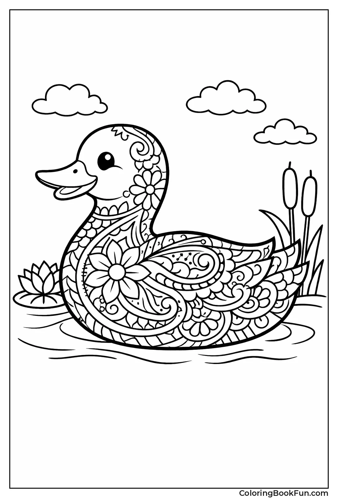 Paisley Feather Duck Outline