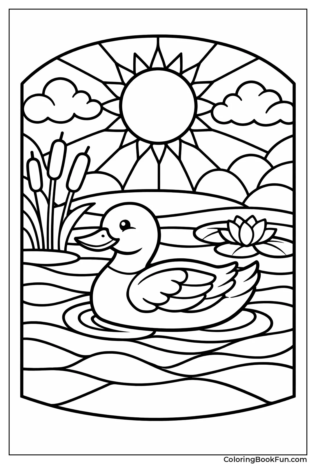 Stained Glass Swimming Duck