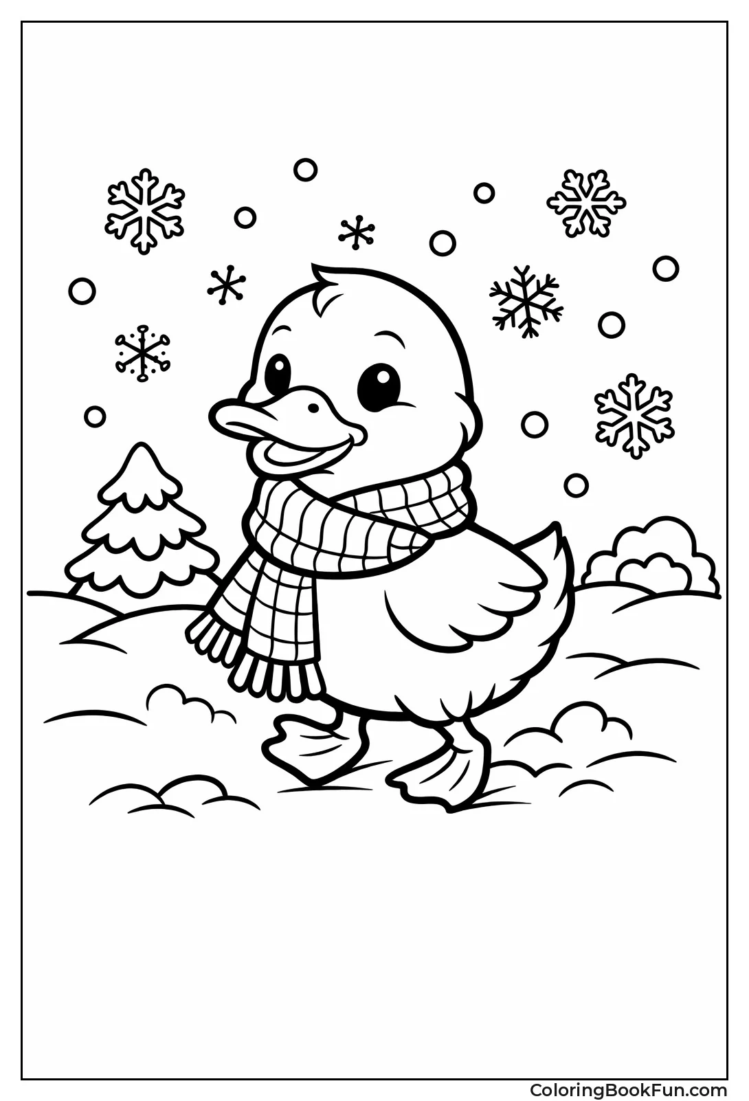 Duck Waddling in Snow