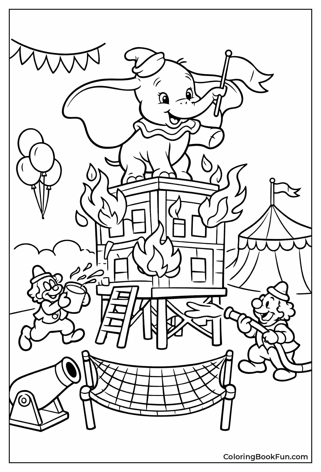 Dumbo on Burning Building
