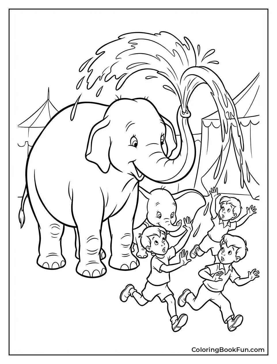 Mrs Jumbo Spraying Boys