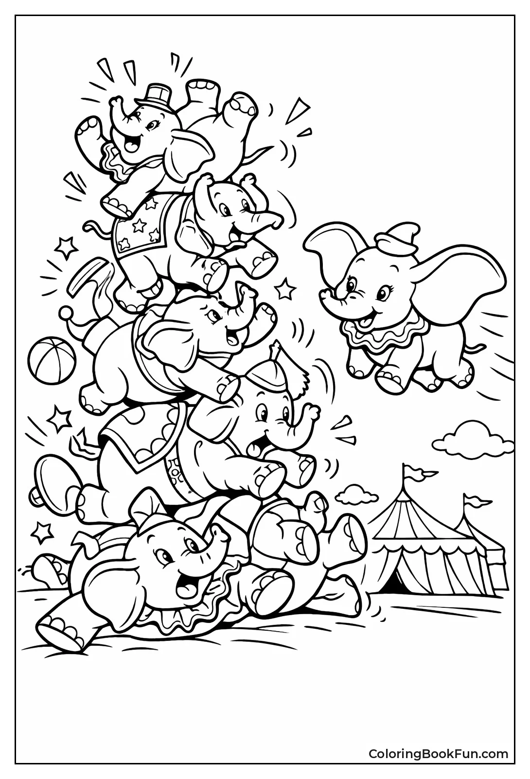 Elephants Tumbling Down Pyramid