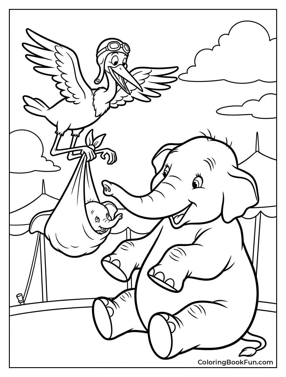 Stork Delivering Baby Dumbo