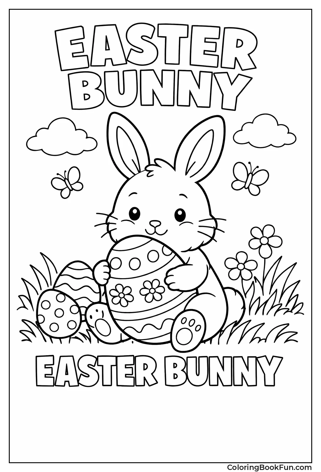 Bunny Holding Big Decorated Egg