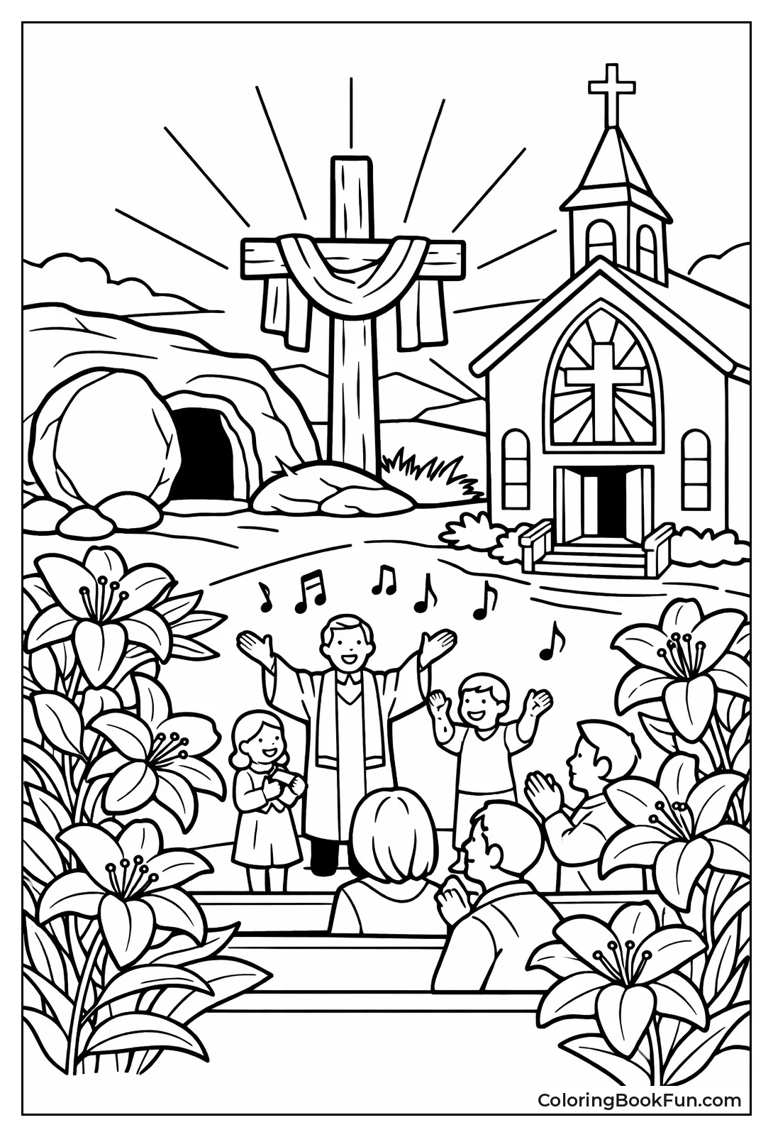 Easter Cross and Lilies