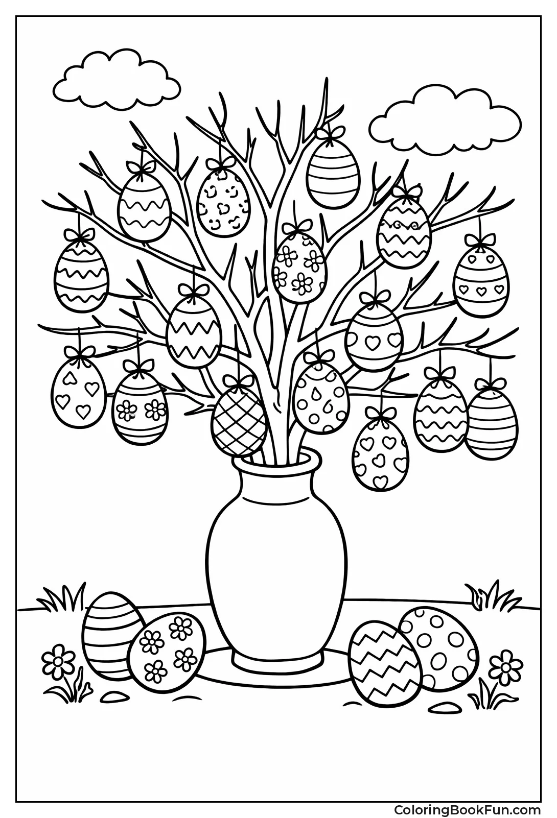 Tree Hanging with Patterned Eggs